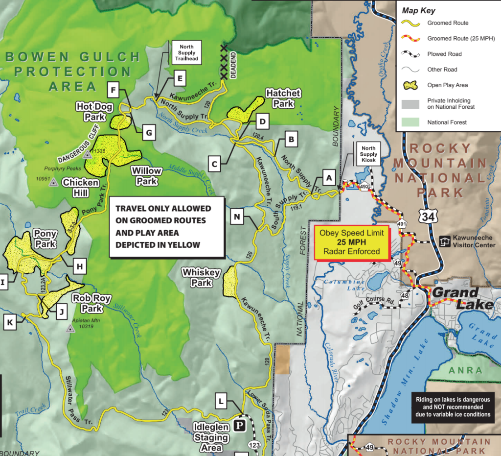 Grand Lake Snowmobile Trail Map - Printable Online